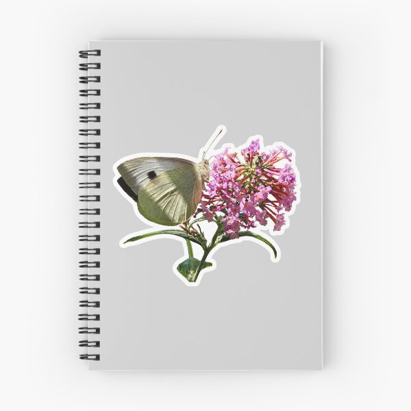 Item preview, White Butterfly on Pink Flowers Botanical Nature Photography designed and sold by GusiaTreasures.