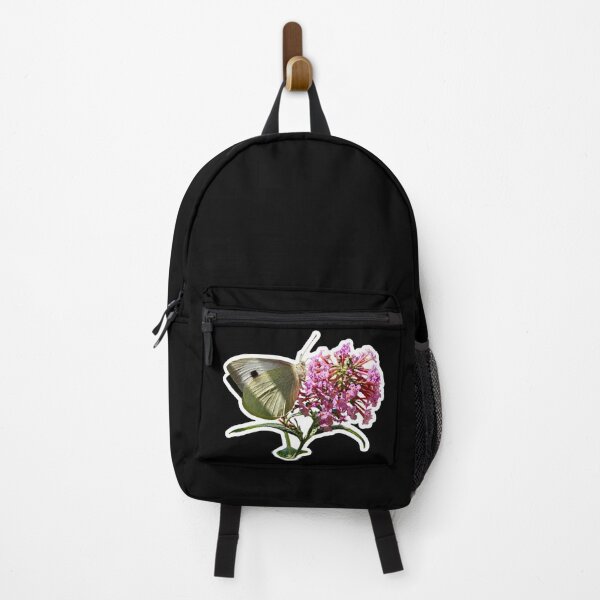 Item preview, White Butterfly on Pink Flowers Botanical Nature Photography designed and sold by GusiaTreasures.