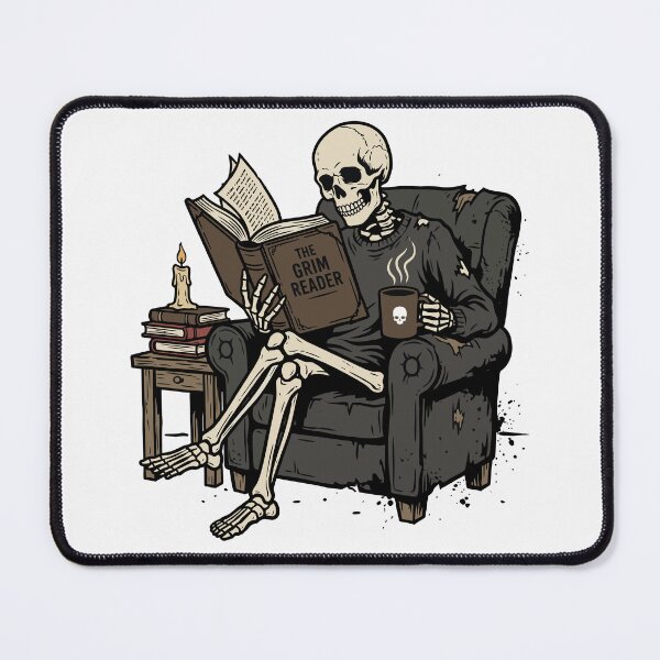 Item preview, The Grim Reader Funny Skeleton Book Lover Dark Academia designed and sold by PrintivoraHub.