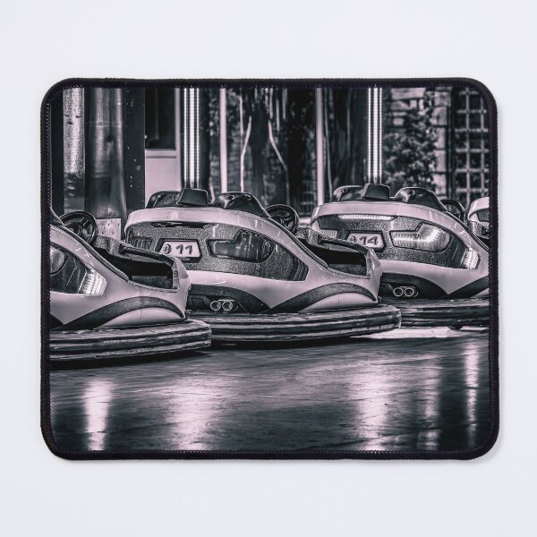 Item preview, Black and White Bumper Cars at Night designed and sold by Rabee Khalil Photography.