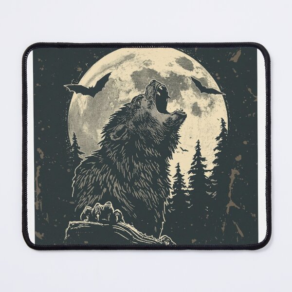 Item preview, A terrifying vintage werewolf howling at a huge full moon. designed and sold by Designfs.