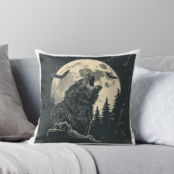 Item preview, A terrifying vintage werewolf howling at a huge full moon. designed and sold by Designfs.