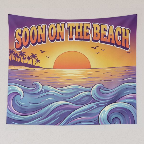 Item preview, Soon on the Beach – Summer Vacation Sunset Beach Travel Design designed and sold by WordPlayStudio.