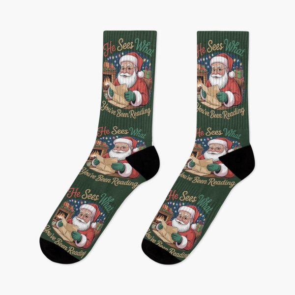 Item preview, He Sees What You’ve Been Reading Funny Christmas Gift for Book Lovers, Readers, Librarians and Teachers designed and sold by SkymarArt.