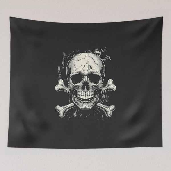Item preview, Gritty Skull and Crossbones Metal Graphic Art designed and sold by ERODED SELF.
