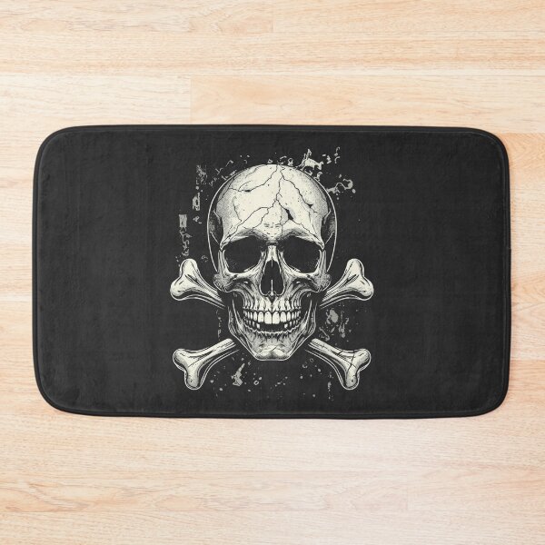 Item preview, Gritty Skull and Crossbones Metal Graphic Art designed and sold by ERODED SELF.