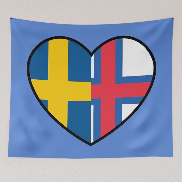 Item preview, Flag Heart - Sweden Faroe Islands designed and sold by SpaceJunkLtd.