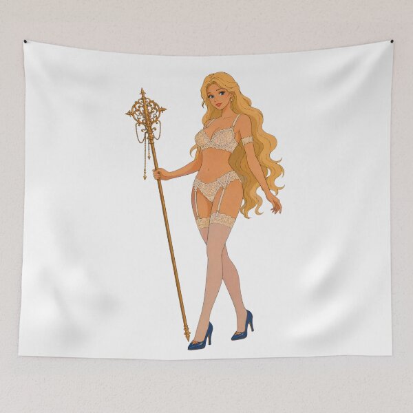 Item preview, Fantasy Princess Pin-Up – Retro Cartoon Sorceress designed and sold by  Hollow Moon Studios..