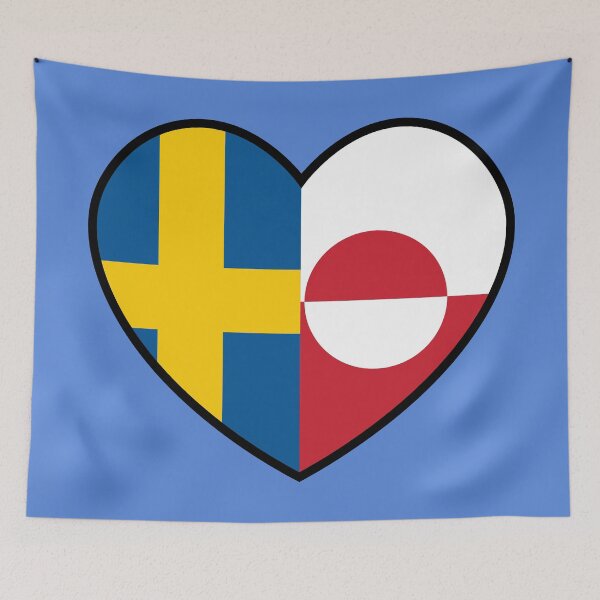 Item preview, Flag Heart - Sweden Greenland designed and sold by SpaceJunkLtd.