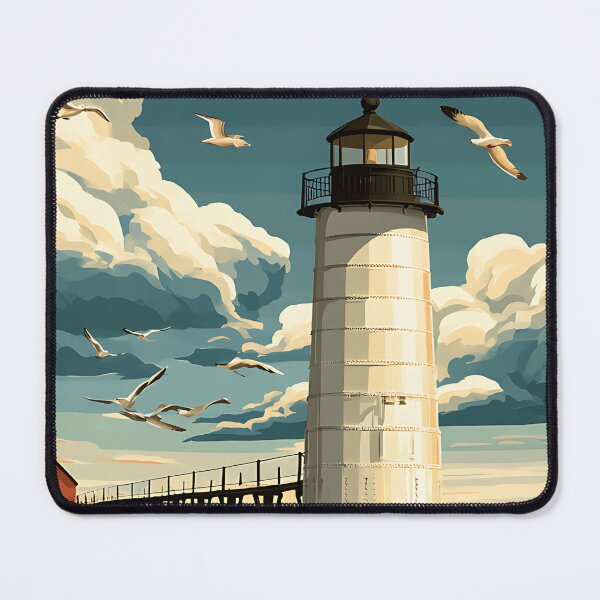 Item preview, Michigan City Indiana Lighthouse Vintage Travel Poster designed and sold by Boddicca.