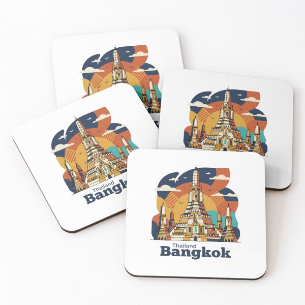 Item preview, Bangkok Wat Arun Bold Retro Graphic Poster designed and sold by Inkworksbyshery.