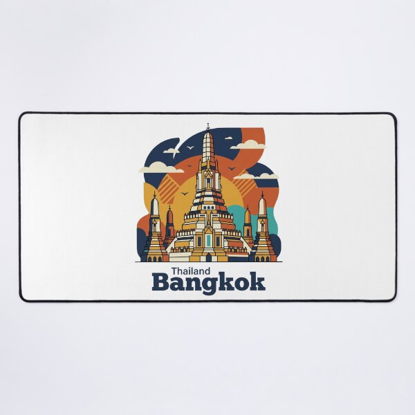 Item preview, Bangkok Wat Arun Bold Retro Graphic Poster designed and sold by Inkworksbyshery.