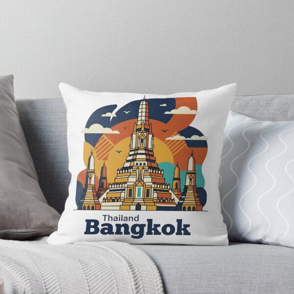 Item preview, Bangkok Wat Arun Bold Retro Graphic Poster designed and sold by Inkworksbyshery.