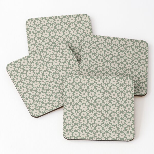 Item preview, Retro Daisy Floral Pattern | Vintage 70s Groovy Sage Green Flowers Botanical Pattern | Boho Muted Green Daisy Floral Pattern | Muted Olive Cottagecore Vintage Flowers Pattern designed and sold by VivaFy.