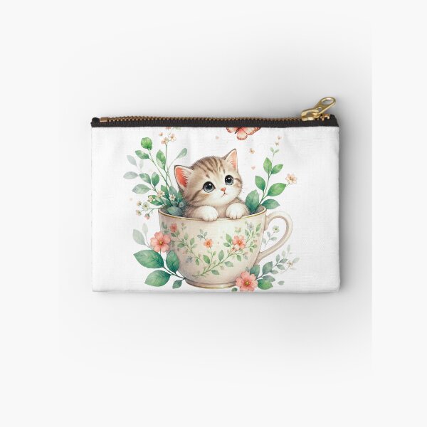 Item preview, Blooming Whiskers – Cute Kitten in Floral Teacup with Butterfly designed and sold by teeNova Wear.
