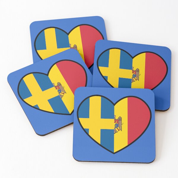 Item preview, Flag Heart - Sweden Moldova designed and sold by SpaceJunkLtd.