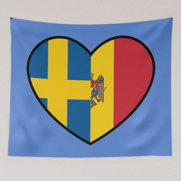 Item preview, Flag Heart - Sweden Moldova designed and sold by SpaceJunkLtd.