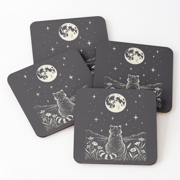 Item preview, Raccoon Moon Starry Night Floral Meadow Celestial  designed and sold by Y-Vibes.