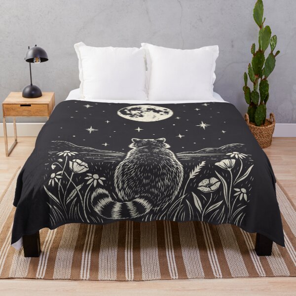 Item preview, Raccoon Moon Starry Night Floral Meadow Celestial designed and sold by Y-Vibes.