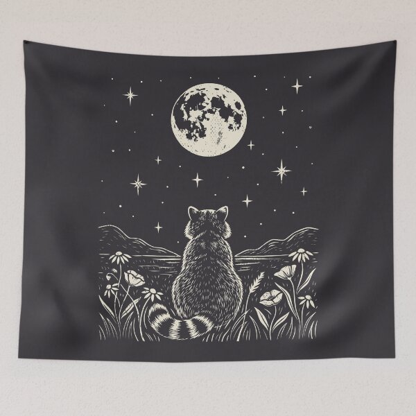 Item preview, Raccoon Moon Starry Night Floral Meadow Celestial  designed and sold by Y-Vibes.