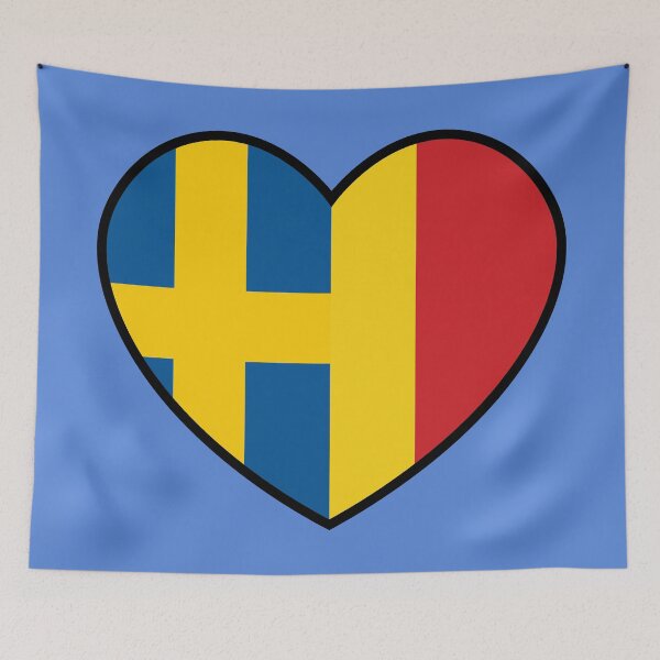 Item preview, Flag Heart - Sweden Romania designed and sold by SpaceJunkLtd.