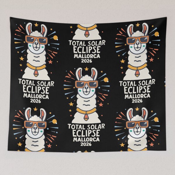 Item preview, Mallorca Spain 2026 Total Solar Eclipse with a Cool Llama – Funny Astronomy Design designed and sold by EmeraldeaArt.