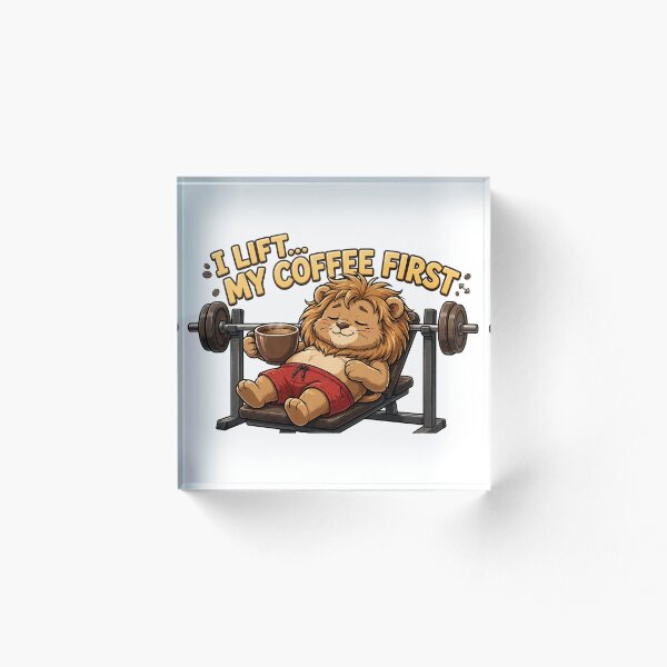 Aperçu de l'œuvre Je soulève d'abord mon café - Entraînement amusant pour les amateurs de café et de musculation du Lion paresseux créée et vendue par TeeMint5.