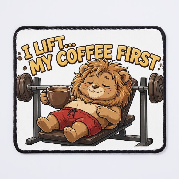 Item preview, I Lift My Coffee First - Funny Lazy Lion Gym Coffee Lover Workout designed and sold by TeeMint5.