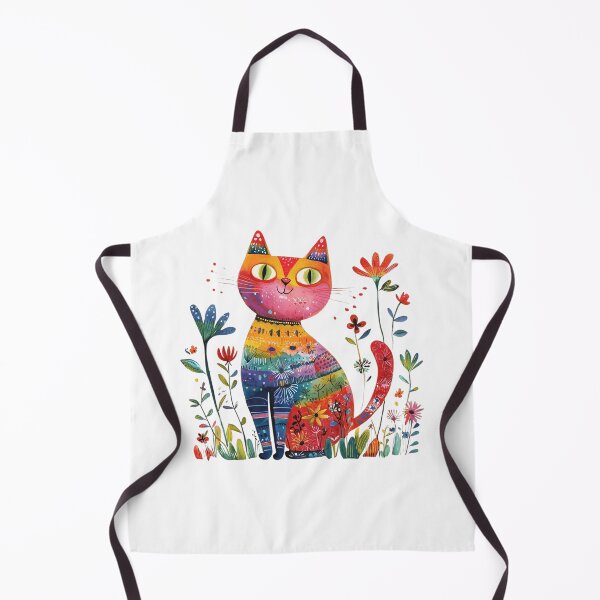Item preview, Colorful Floral Cat – Vibrant Boho Botanical Cat Art designed and sold by Awarrie.