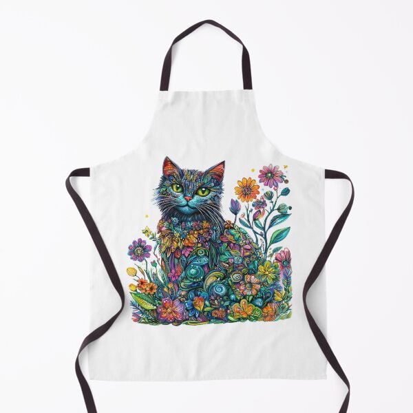 Item preview, Colorful Floral Cat – Vibrant Boho Botanical Cat Art designed and sold by Awarrie.