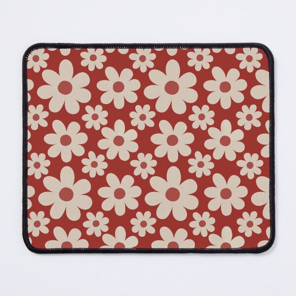 Item preview, Retro Dark Red Daisy Floral Pattern | Vintage 70s Groovy Burgundy Flowers | Red and Cream Daisy Floral Design | Red and Beige Flowers Botanical | Crimson Daisy Flowers Pattern designed and sold by VivaFy.