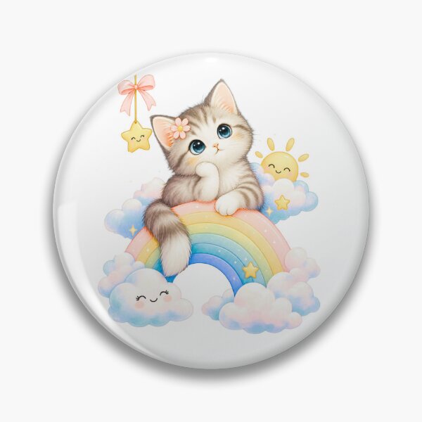 Item preview, Dreamy Rainbow Kitten – Cute Kawaii Cat Among Clouds designed and sold by teeNova Wear.