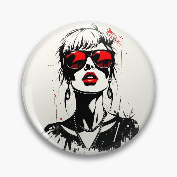 Item preview, Gothic Neon Red Sunglasses Woman Line Art designed and sold by ERODED SELF.