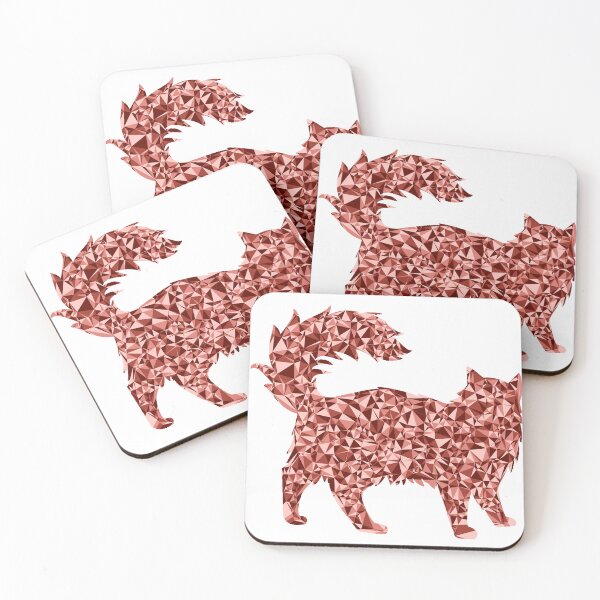 Item preview, Fluffy Cat Red Triangular Mosaic Silhouette Design designed and sold by DymondDesigns.