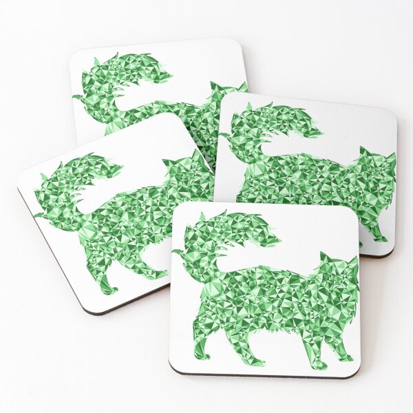 Item preview, Fluffy Cat Green Triangular Mosaic Silhouette Design designed and sold by DymondDesigns.