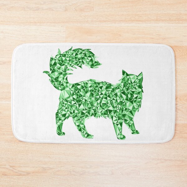 Item preview, Fluffy Cat Green Triangular Mosaic Silhouette Design designed and sold by DymondDesigns.