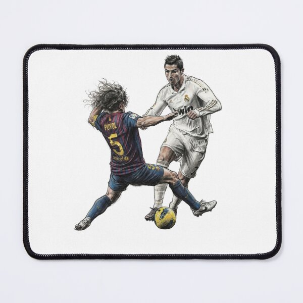 Item preview, Cristiano Ronaldo Dribbling Past Carles Puyol Pencil Sketch designed and sold by annaarthk.