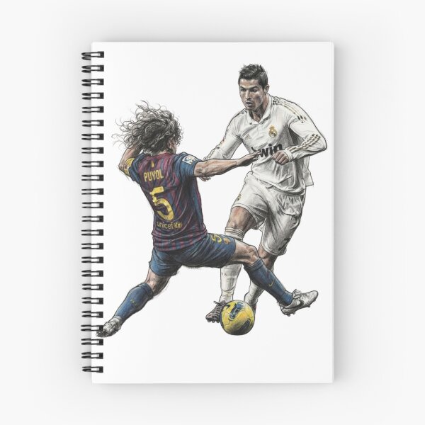 Item preview, Cristiano Ronaldo Dribbling Past Carles Puyol Pencil Sketch designed and sold by annaarthk.