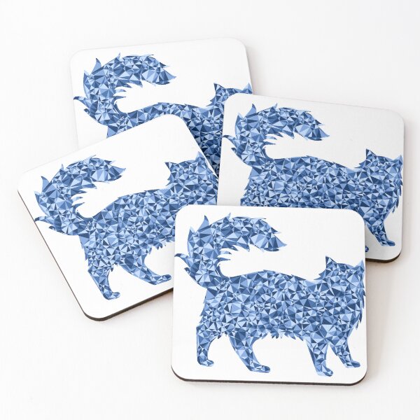 Item preview, Fluffy Cat Blue Triangular Mosaic Silhouette Design designed and sold by DymondDesigns.