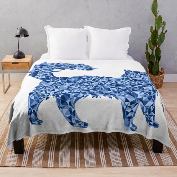 Item preview, Blue Triangular Mosaic Fluffy Cat Silhouette Design designed and sold by DymondDesigns.