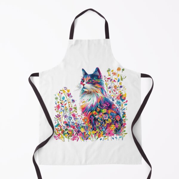 Item preview, Colorful Floral Cat – Vibrant Rainbow Garden Cat designed and sold by Awarrie.