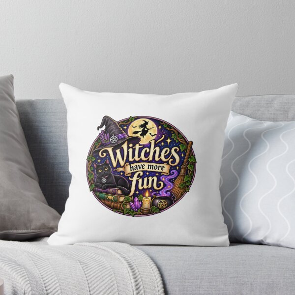 Item preview, Witches Have More Fun – Colorful Witchy Cat & Cauldron Design designed and sold by Witch Joseph.