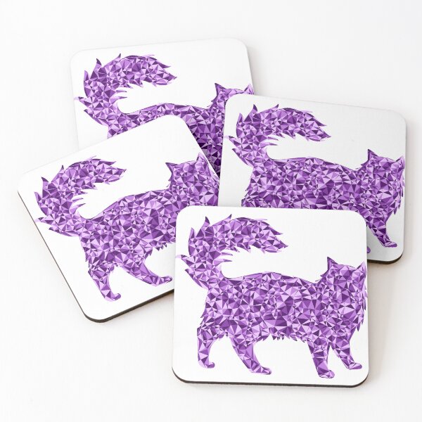 Item preview, Fluffy Cat Purple Triangular Mosaic Silhouette Design designed and sold by DymondDesigns.