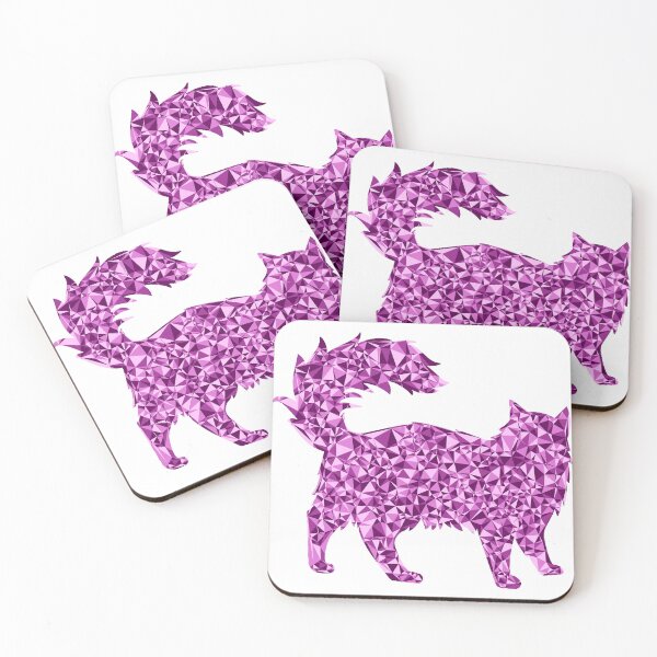 Item preview, Fluffy Cat Pink Triangular Mosaic Silhouette Design designed and sold by DymondDesigns.