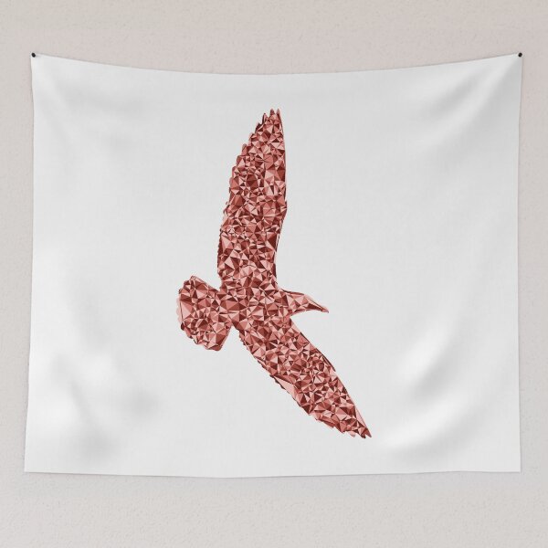 Item preview, Red Triangular Mosaic Seagull Soaring Silhouette Design designed and sold by DymondDesigns.