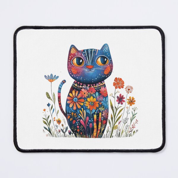 Item preview, Colorful Floral Cat – Vibrant Boho Botanical Cat Art designed and sold by Awarrie.