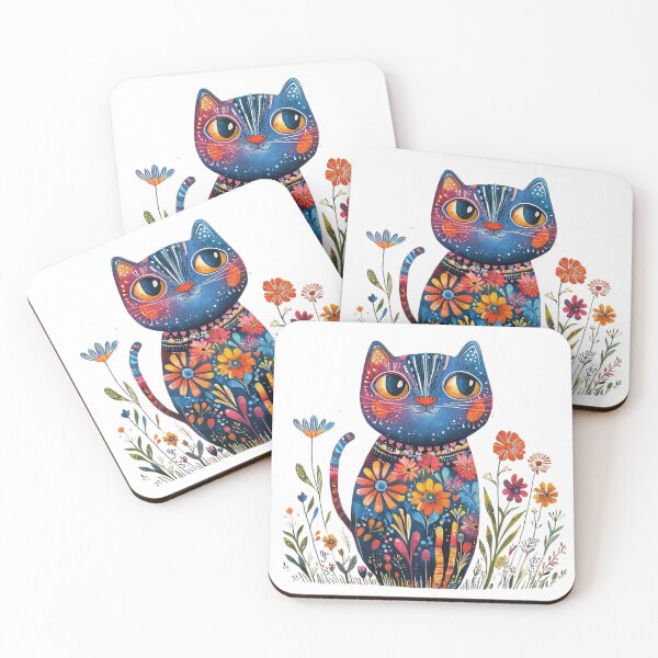Item preview,  Colorful Floral Cat – Vibrant Boho Botanical Cat Art designed and sold by Awarrie.