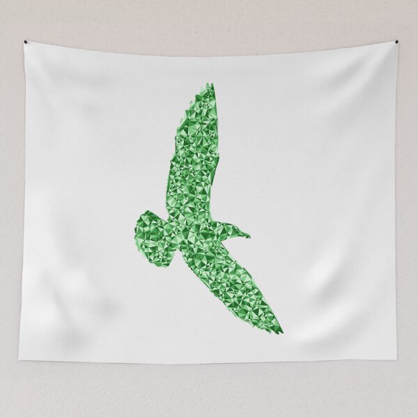 Item preview, Green Triangular Mosaic Seagull Soaring Silhouette Design designed and sold by DymondDesigns.