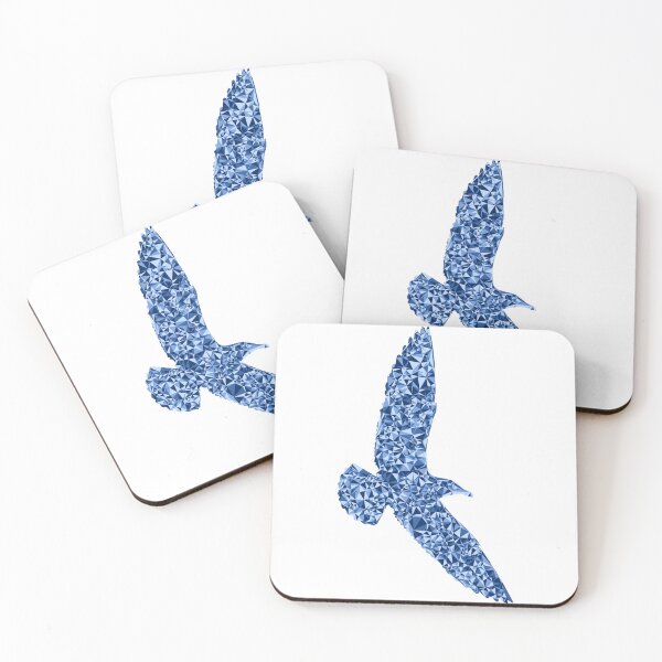 Item preview, Soaring Seagull Blue Triangular Mosaic Silhouette Design designed and sold by DymondDesigns.