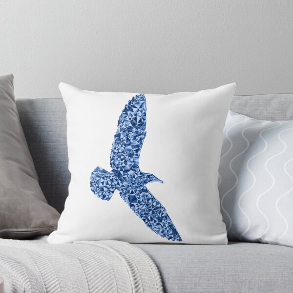 Item preview, Soaring Seagull Blue Triangular Mosaic Silhouette Design designed and sold by DymondDesigns.